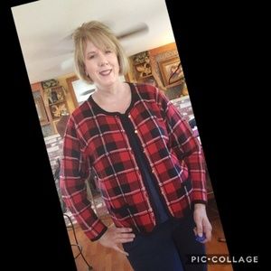 Liz Baker “Scottie Dog Plaid” Cardigan Sweater
